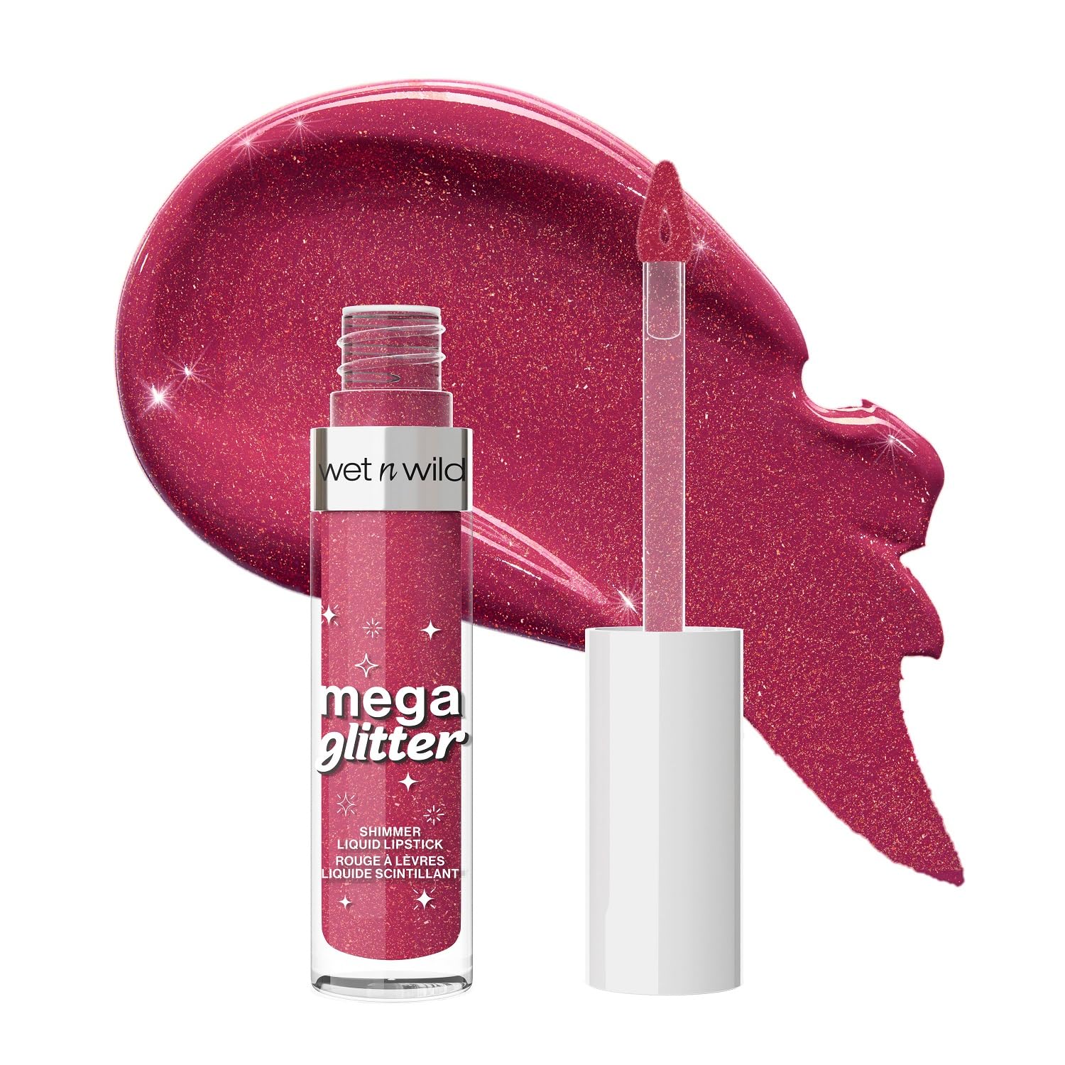 Wet n Wild Mega Glitter Shimmer Liquid Lipstick, Glitter Lipstick, Light Formula with Vitamin E for Nourished Lips, Comfortable to Wear, Pink Future