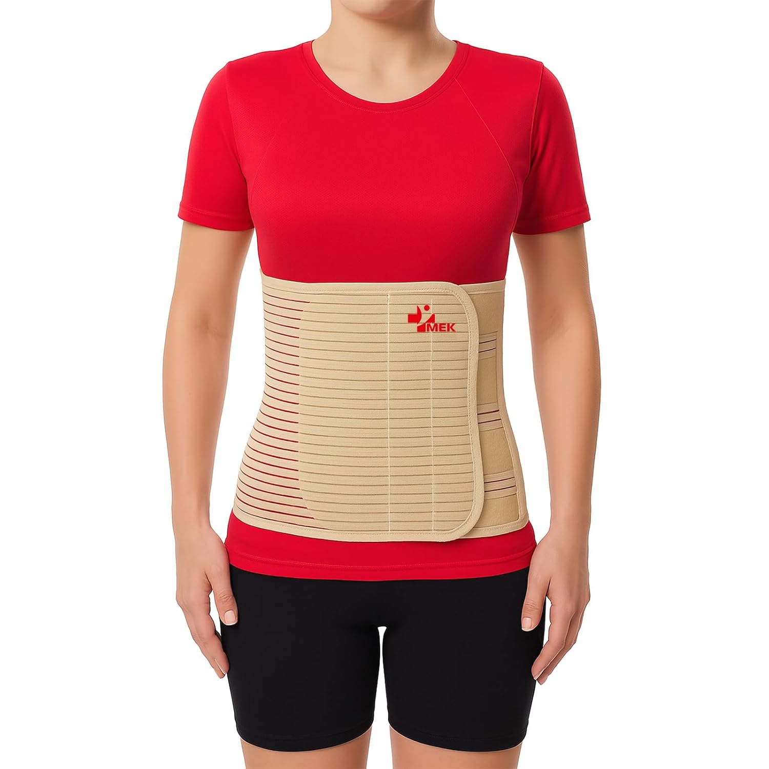 MEK 3002 Abdominal Belt Post-OP & After Tummy Tuck with 4 Support Rods - Anti-Roll (Beige, 3XL)
