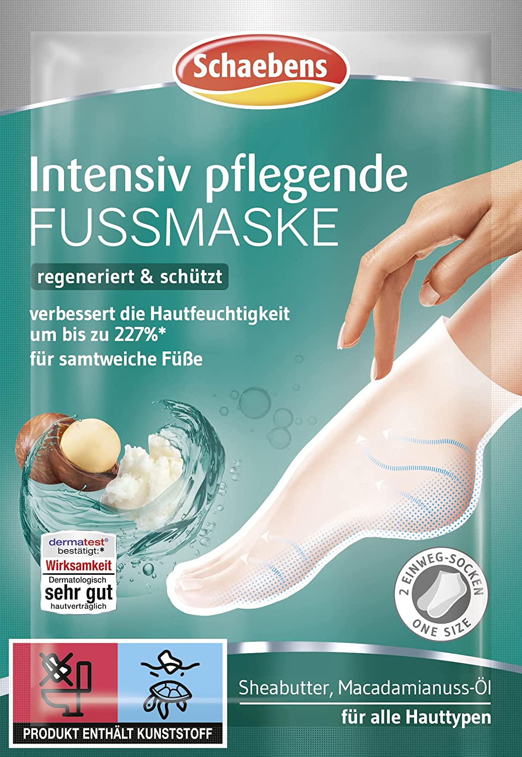 Schaebens Intensive nourishing foot mask (2 socks for 1 application) regenerates and protects with shea butter, macadama nut oil for all skin types