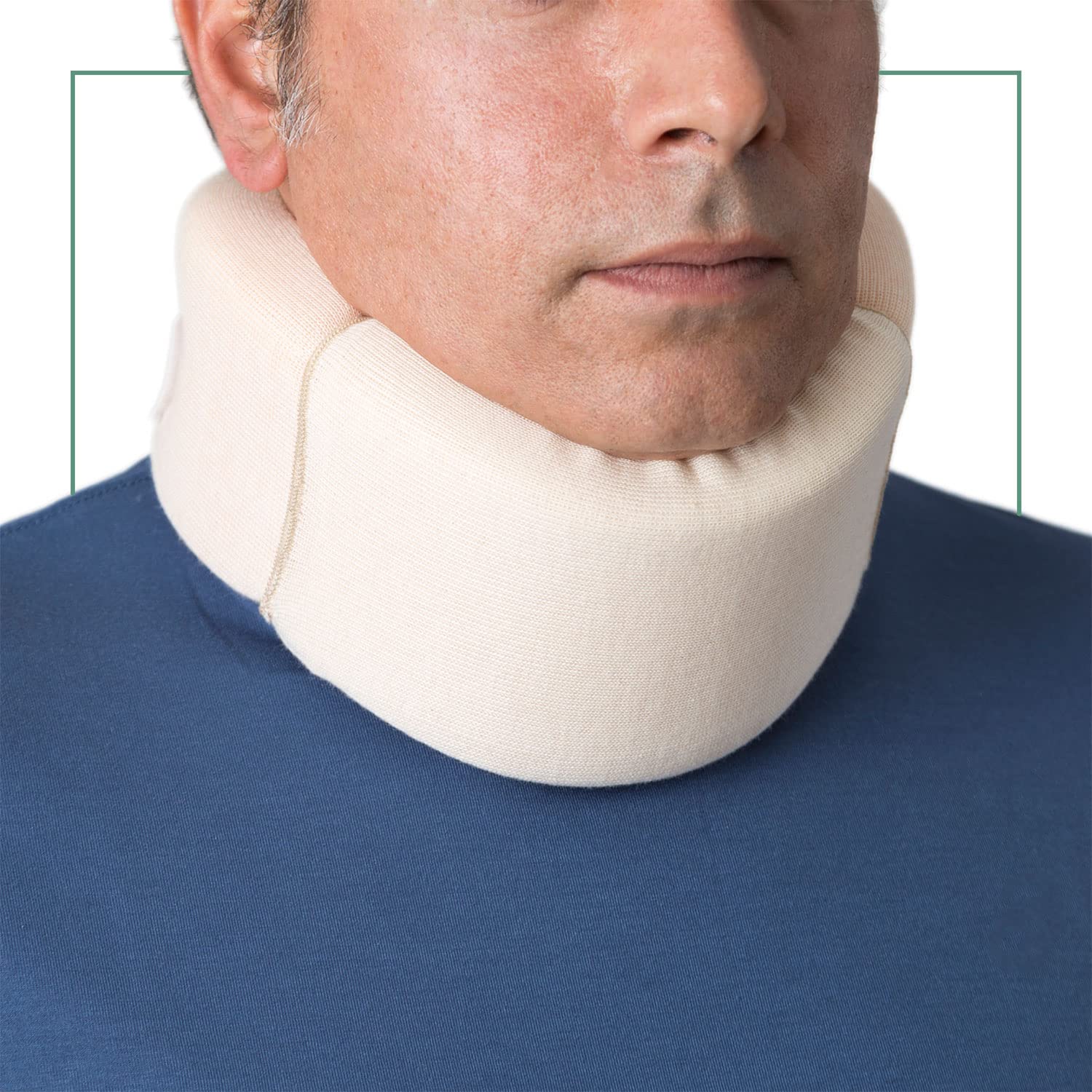 Ortones Store Soft Collar with Removable Cover - Neck Support - Pain Relief and Pressure Relief of Spine, One Size Fits All - Beige