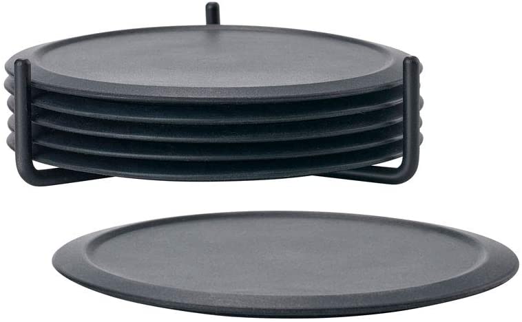 Zone Denmark Singles Silicone Glass Coasters for Glasses Set of 6 (Black)