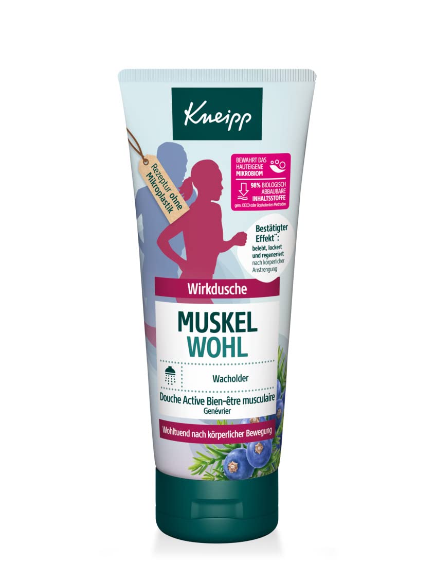 Kneipp Active Shower Muscle Well, Reactivating & Loosing Shower Gel With Juniper Essential Oil, Ideal After Physical Movement & Exercise, Vegan, Without Microplastic, 200 ml, ‎multicoloured