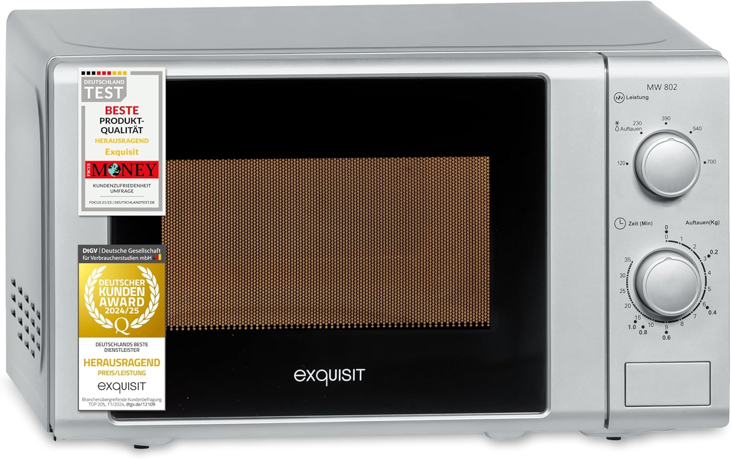Exquisit MW 802 Microwave, 700 W, Solo, Silver