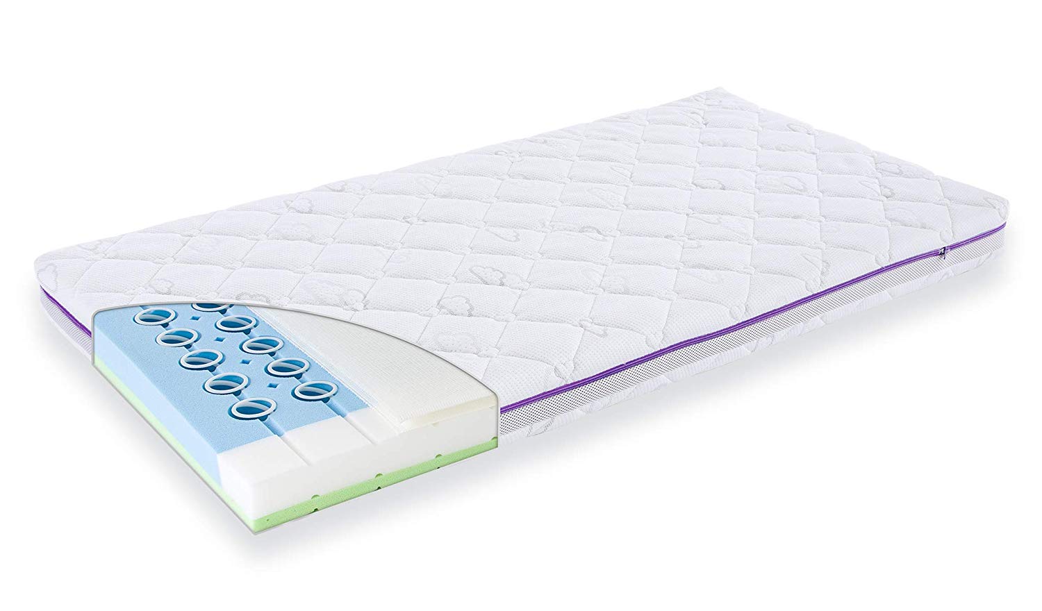 Traeumeland Träumeland Crib Mattress Swirl Wind Size 70 x 140 cm - Metal-Free Spring Mattress for Excellent Ventilation