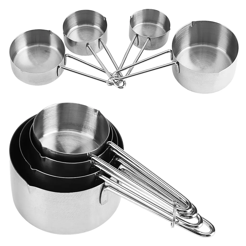 8-piece stainless steel measuring cup and spoon set for sugar, coffee, milk, kitchen helpers, baking tools