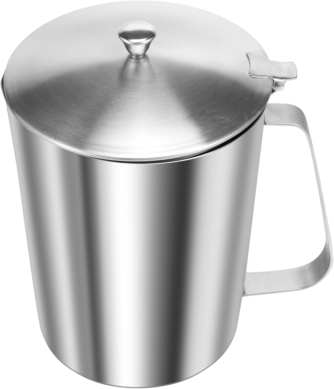 KEGAJEGA Milk Jug 2L 304 Stainless Steel Measuring Cup with Lid and Marking Easy to Clean Milk Pitcher for Kitchen Restaurant Cooking Coffee Latte Cappuccino