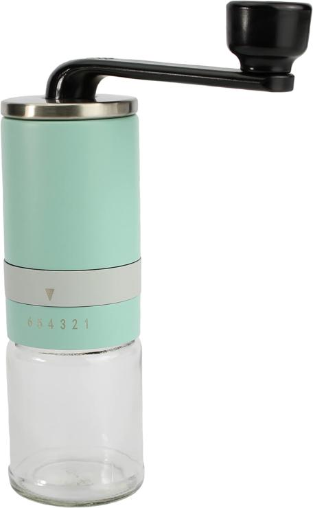 Wegardt Manual Coffee Grinder, Hand Coffee Grinder with Ceramic Grinder, 6 Levels (Turquoise)