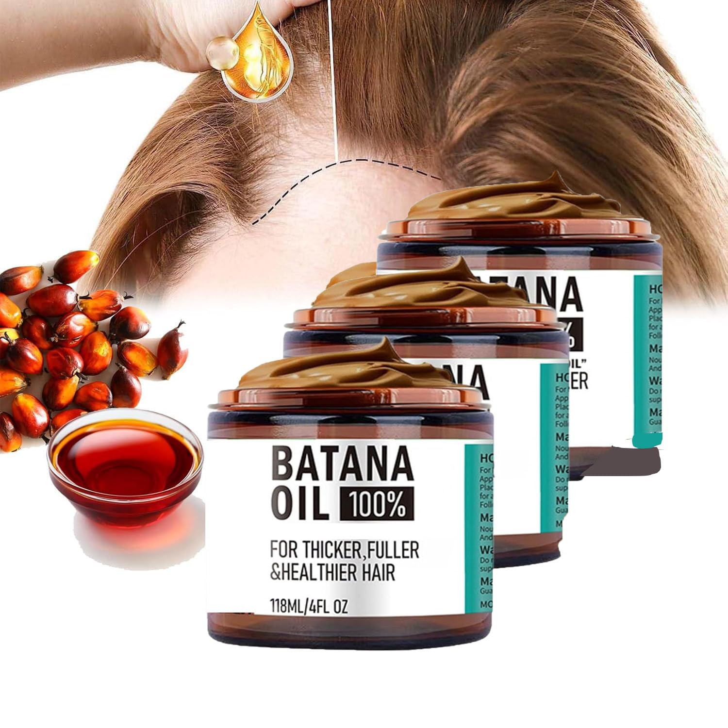 Organic Batana Oil for Hair Growth, Batana Natural Hair Growth Oil, Deeply Nourishes, Prevents Hair Loss, Promotes Stronger Hair (3 Pieces)
