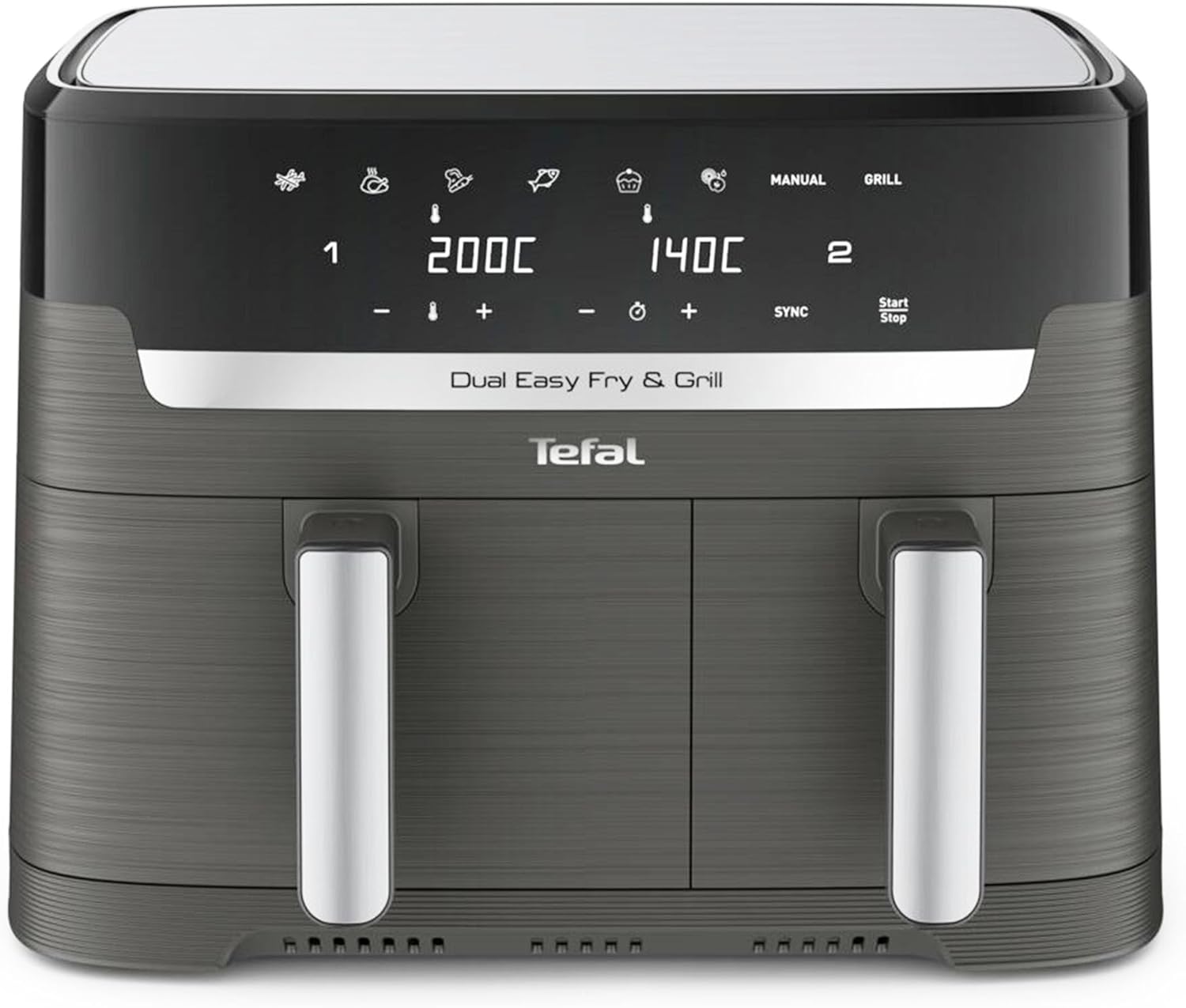 Tefal Easy Fry Dual Zone Digital Air Fryer, 2 Drawers, 8.3L, 8-in-1, Air Fry, Extra Crisp, Fry, Bake, Reheat, Dehydrate, 6 Servings, Non-Stick, Dishwasher Safe Baskets