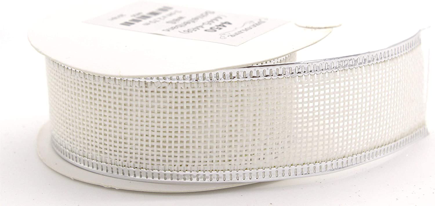DARO DEKO Daro Decoration Ribbon 3 Cm X 2.70 M-White Or Silver-Single Or Set Of 4