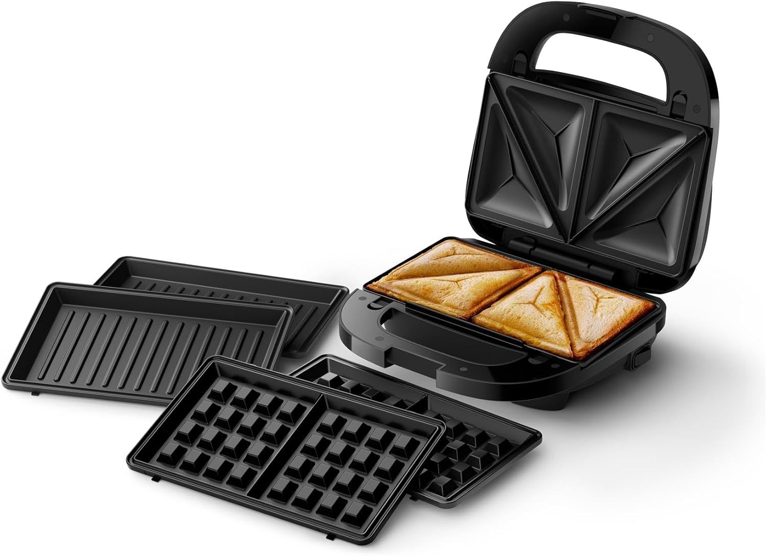 Philips Sandwich Maker 5000 Series, 750 W, Panini, Waffles, Sandwich Plates, Black/Silver (HD2350/80)