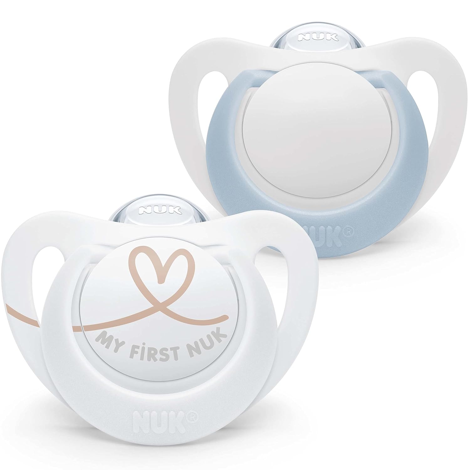 NUK Star Dummy for Newborns, 0-2 Months, BPA-Free Silicone Dummy, Blue, Pack of 2