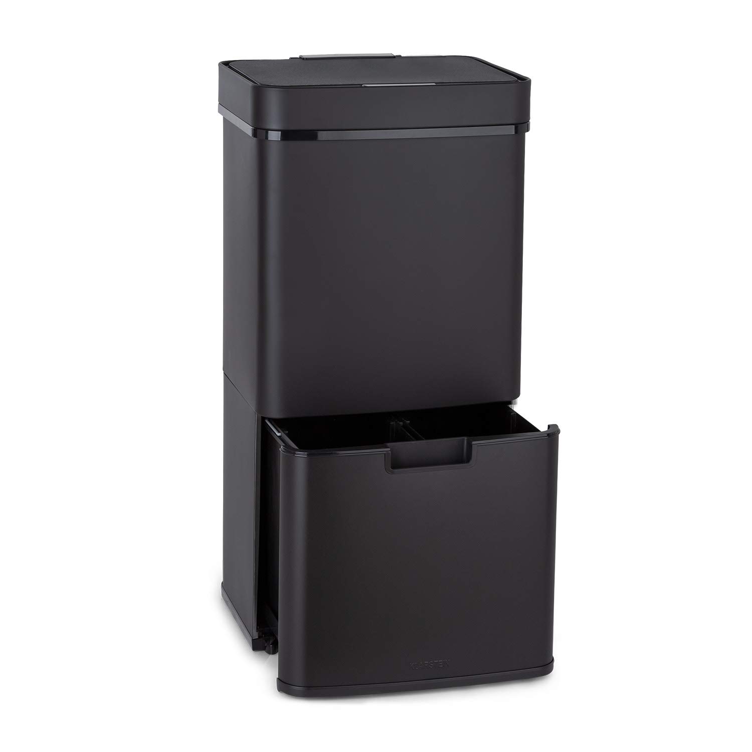 Klarstein Store Klarstein Royal Trash Sensor Bin, 72 L Volume in 4 Containers, Residual Waste & Recycling Waste: 43 & 2 x 12.5 L, Organic Bucket with Lid: 4 L, Automatic Open and Close, Matte Black