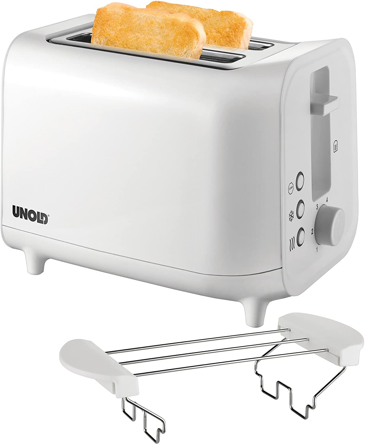 Unold 38411 Toaster Easy 4 Functions 6 Adjustable Röstgrade, 800 W, White