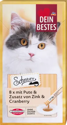 Dein Bestes Cat treat turkey, string multipack (8x15 g), 120 g