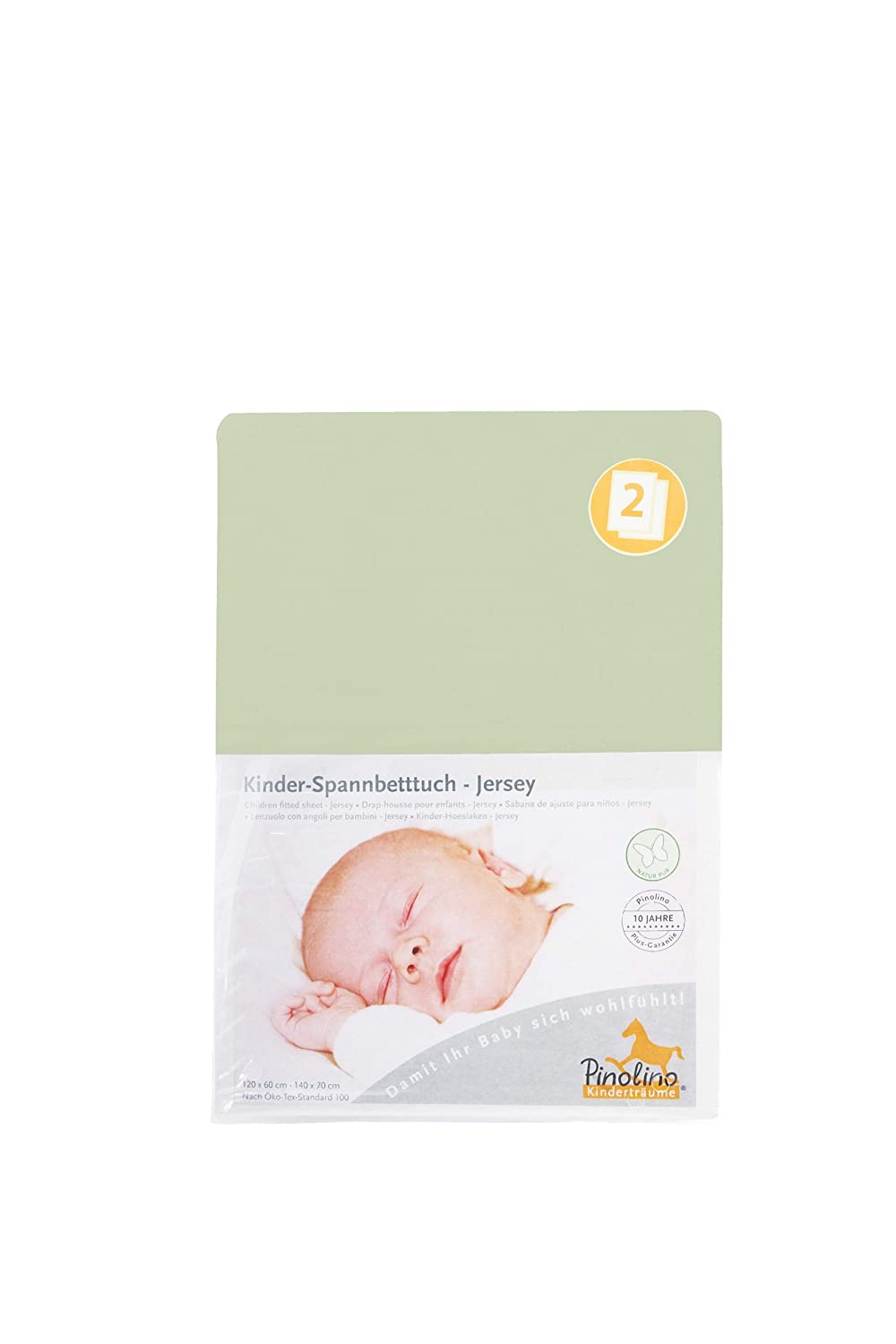 Pinolino 540002 Twin Pack Jersey Fitted Cot Bed Sheet lemon