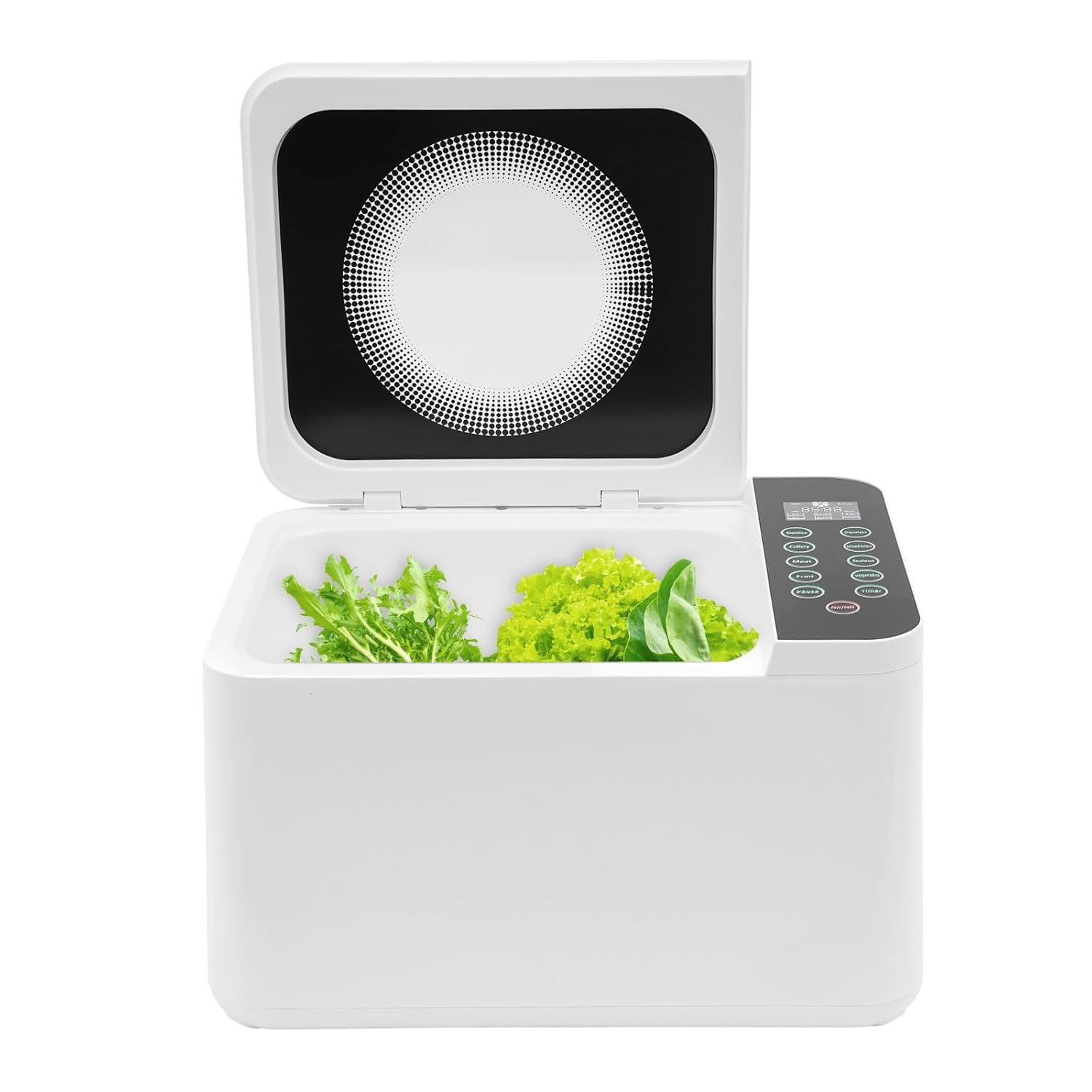 RUETERY Ozone fruit and vegetable washing machine, 11L food cleaner with 200mg/h ozone & bubble technology, 99% sterilization rate, 6 programs for meat, seafood, grains, LED touchscreen, 220V household use