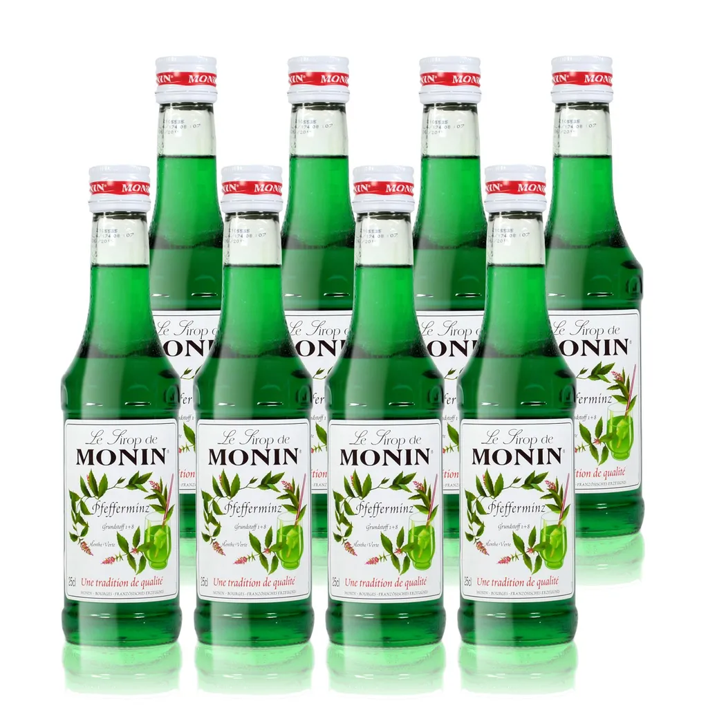8x Monin Peppermint Syrup, 250 ml bottle
