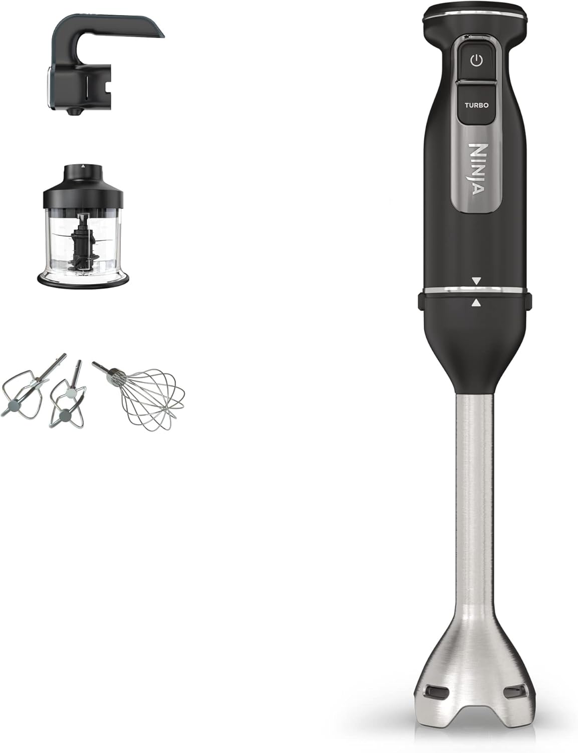 Ninja Foodi 3-in-1 Hand Blender, Hand Mixer & Chopper, Graduated Start, 2 Mixing and 5 Stirring Speeds for Chopping, Mixing, Kneading and More, Dishwasher Safe, 850 W, Black CI100EU