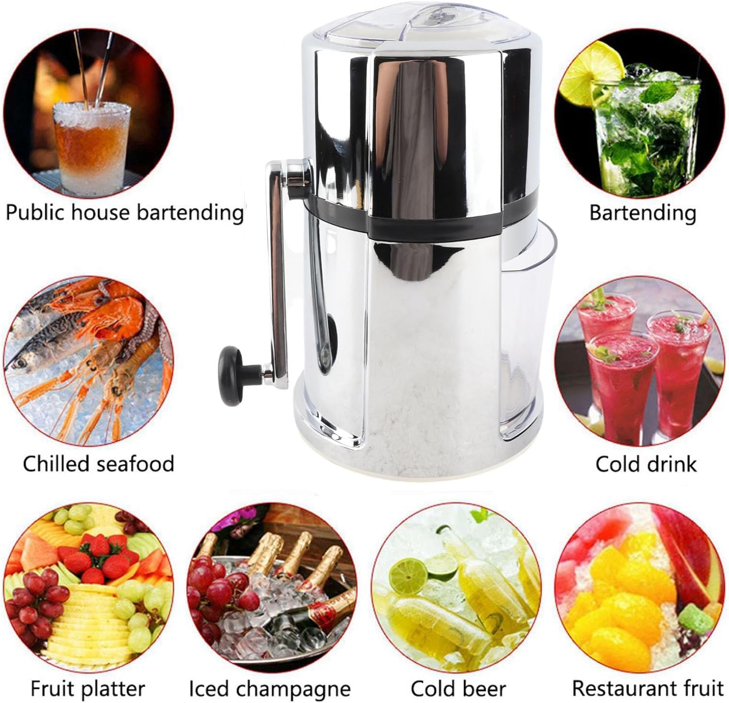 Ice Crusher Ice Crusher for Cooling and Keeping Fresh Commercial Household Portable Shaded Ice Crusher with Stainless Steel Blade 35.6 oz, Default