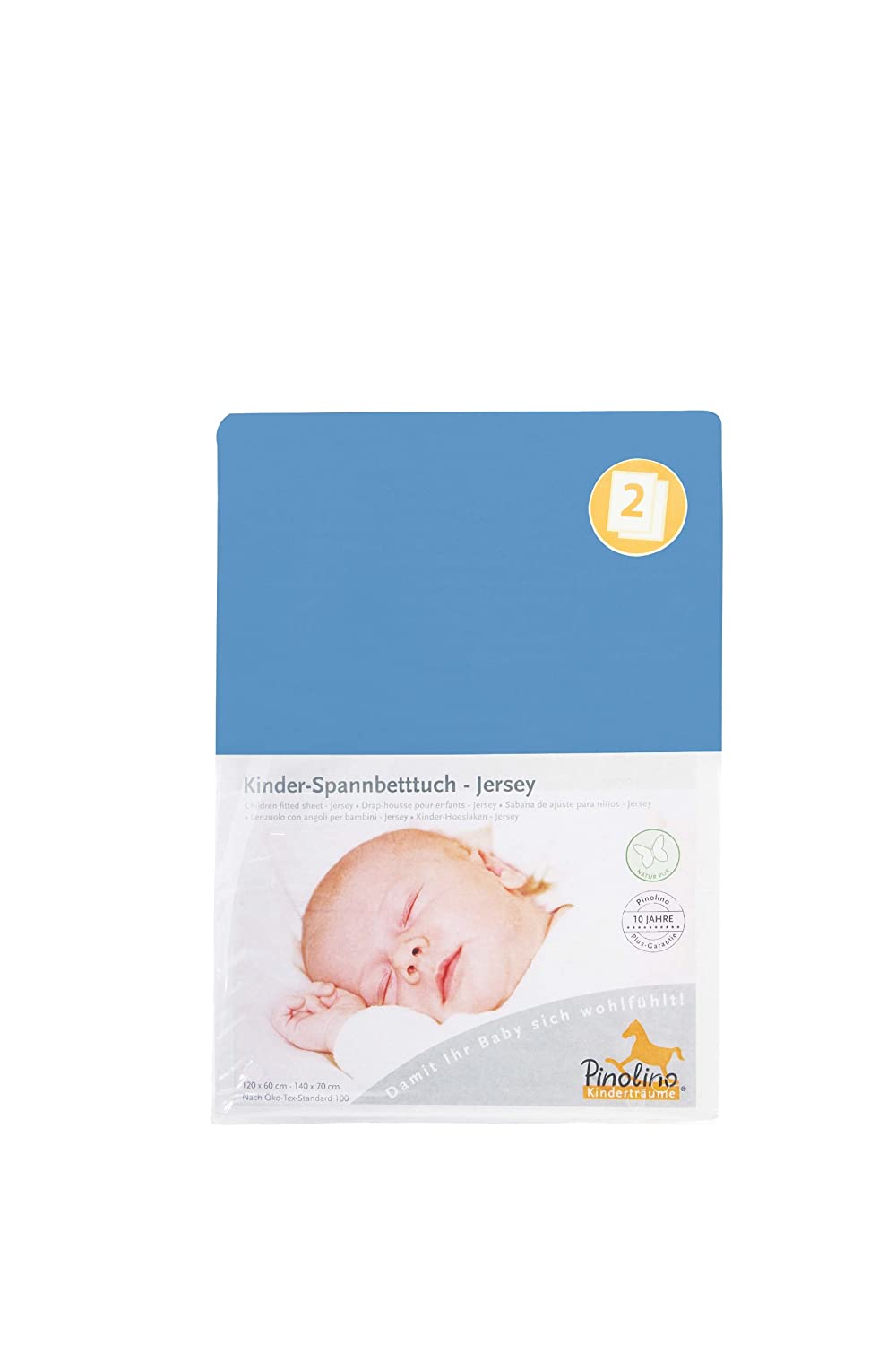 Pinolino 540002 Twin Pack Jersey Fitted Cot Bed Sheet blue