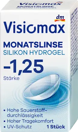 Visiomax Silicone hydrogel monthly contact lens, diopter -1.25, 1 pc