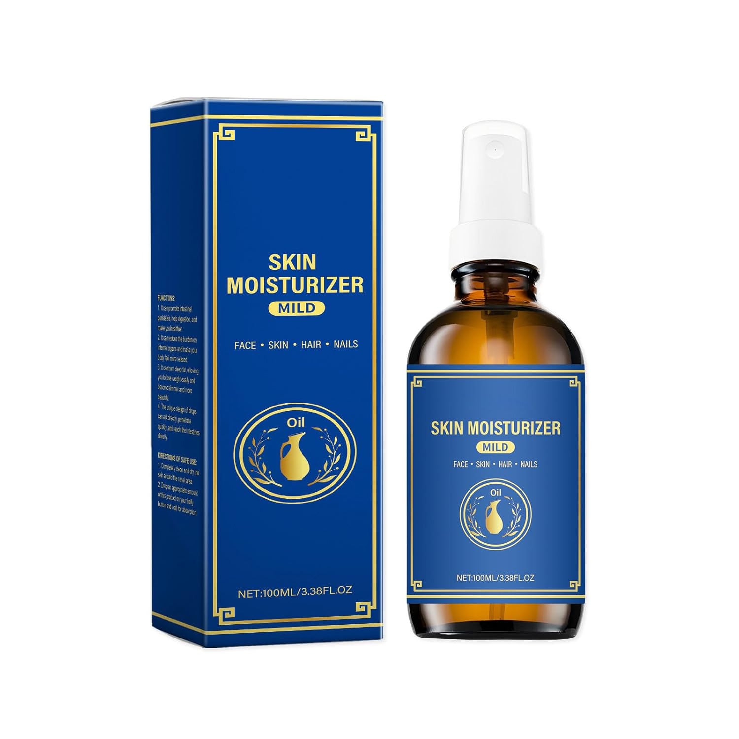 Generic Urd720 Fragrance-Neutral Organic Face and Body Oil Made from Olive, Almond, Jojoba, Grape Seed, Sunflower and Vitamin E Oil for Sensitive, Dry Skin, Hair, Nails and Aging Urd720 (Blue, One Size)