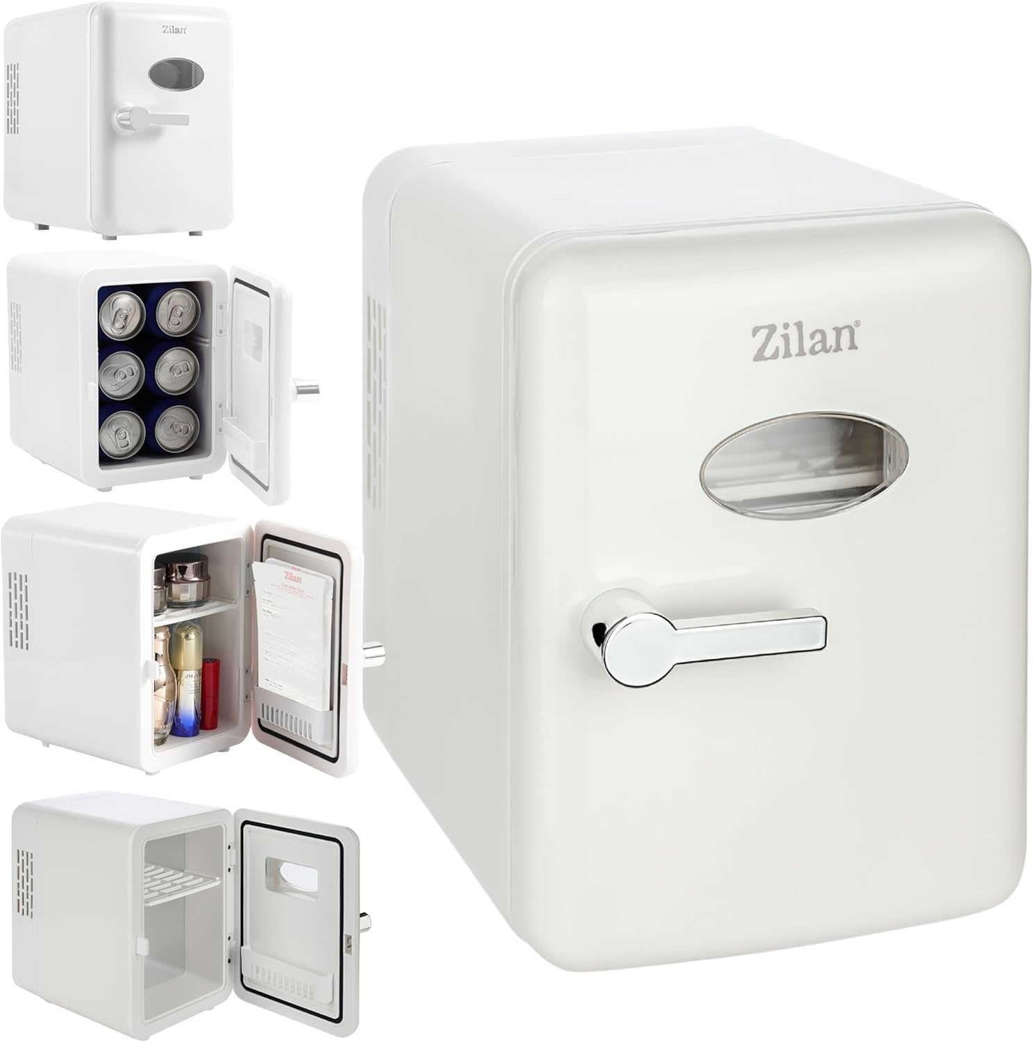 Zilan 2-in-1 Mini Fridge Quiet 4 Liters Cooling & Warming Mini Bar Make Up Fridge Table Fridge Cosmetic Fridge with Interior Lighting Fridge Small Fridge Mini Fridge
