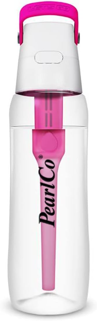 PearlCo Solid Water Bottle with Water Filter 0.7 Liters (Pink) | Filter Bottle BPA-Free | School, Sports, Water, Children, On the Go