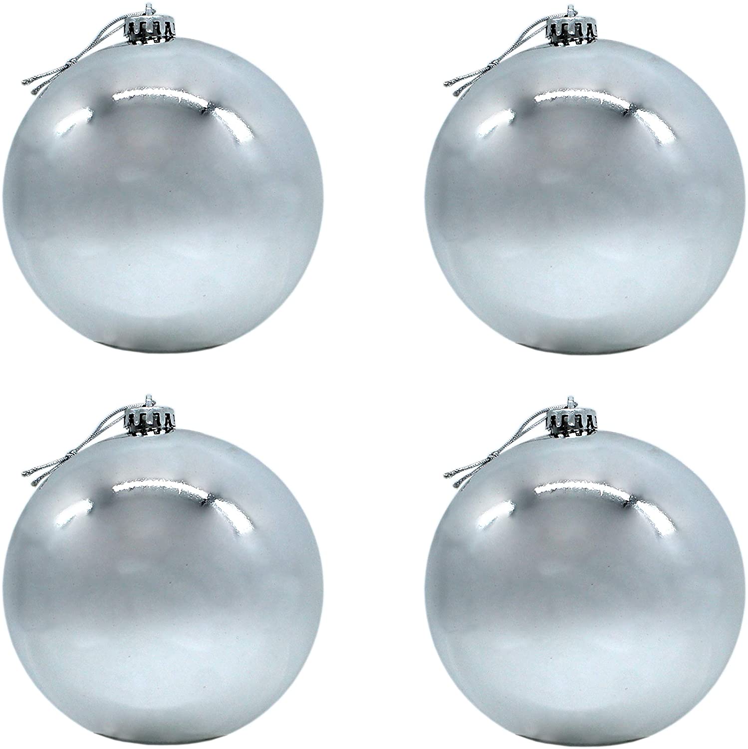 DARO DEKO DARO Decorative Christmas Baubles XXL Diameter 15 cm-Set of 4 Shiny Silver