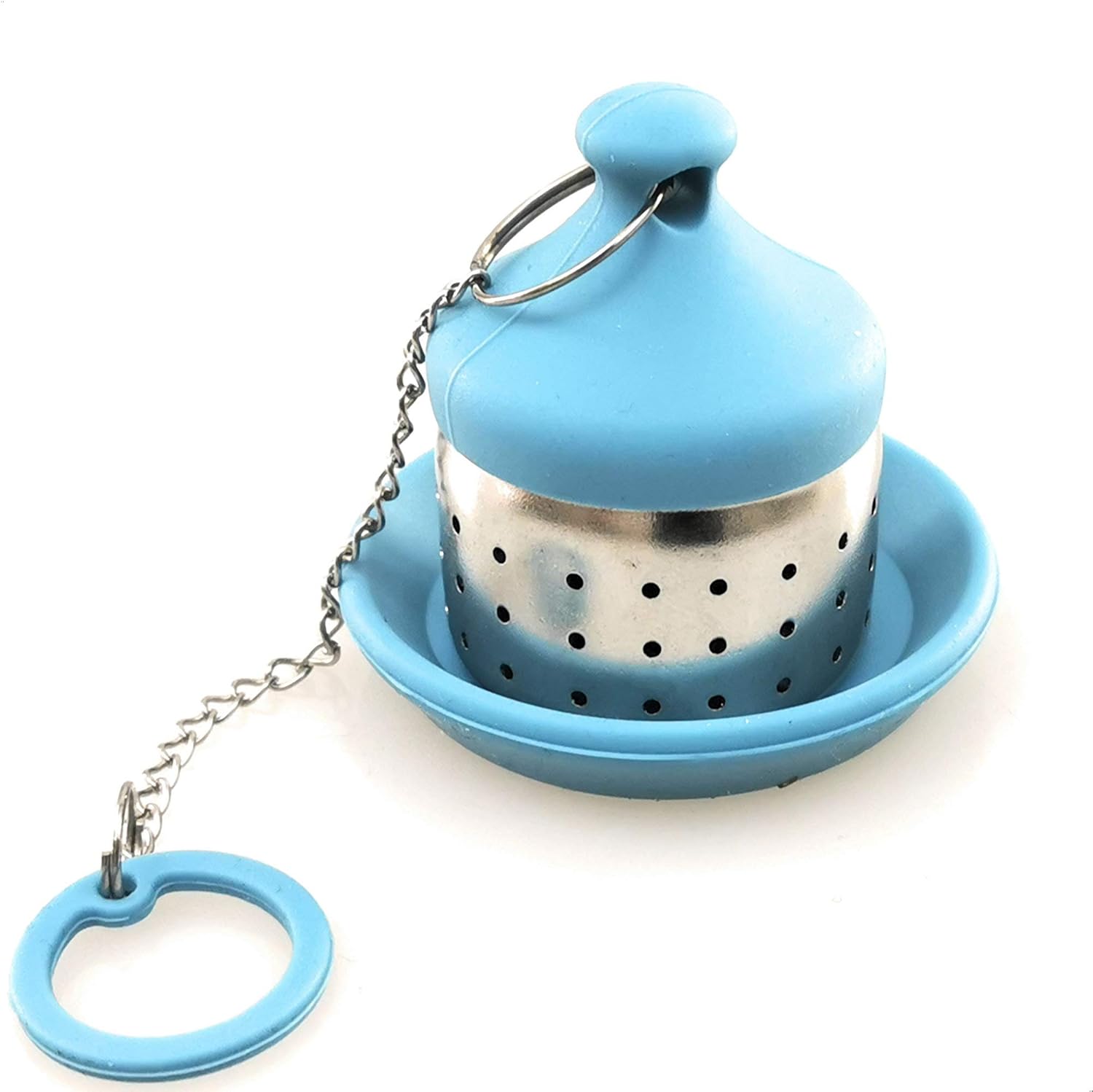 Kerafactum Tea Filter Strainer Tea Brewer Tea Strainer Extra Fine Tea Filter Stainless Steel Suitable for Drinking Bottles Bottles Thermos Bottles with Chain and Tea Pad for Thermos Flasks Silicone