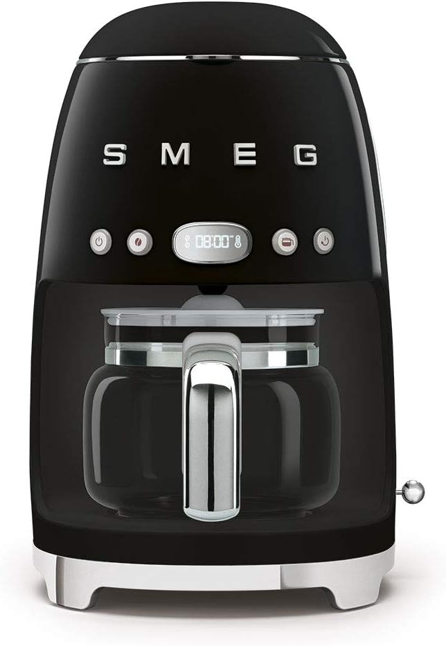 Smeg, DCF02BLEU Filter Coffee Machine, Aroma and Auto Start Function, Glass Carafe up to 12 Cups, 2 Intensity Levels, Keep Warm Function, 1050W, Black