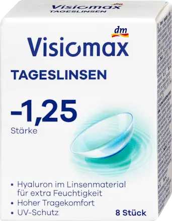 Visiomax Daily contact lenses, diopter -1.25, 8 units