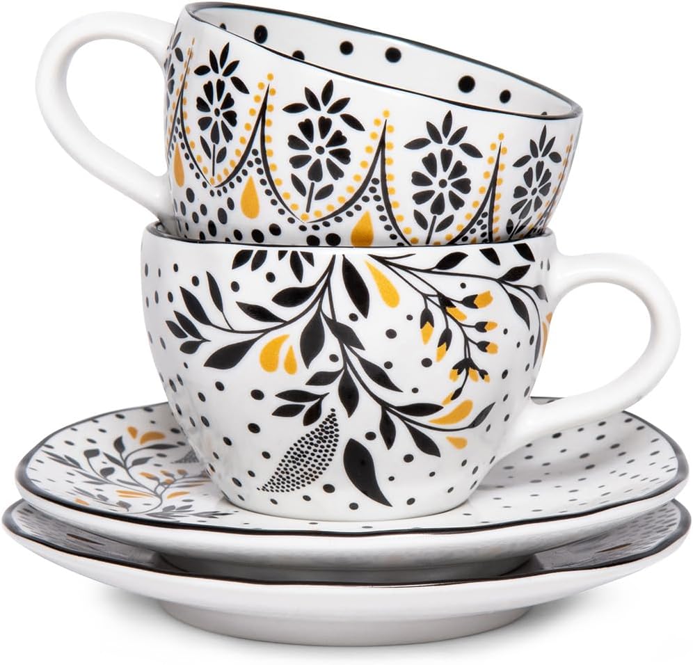 Portmeirion Home & Gifts Sara Miller London Artisanne Noir Expresso Mugs 75ml (Pack of 2)
