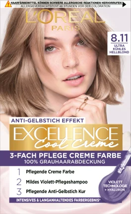 L'Oréal Paris Excellence Hair Color Cool Cream Light Blond 8.11, 1 pc