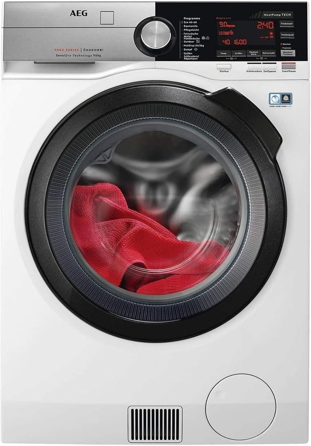AEG ProSteam Washing Machine, Refresher Function, 9.0 kg, Quiet, Automatic Volume, Refill Function, Child Lock, Water Stop, 1600 rpm, LR7A70690