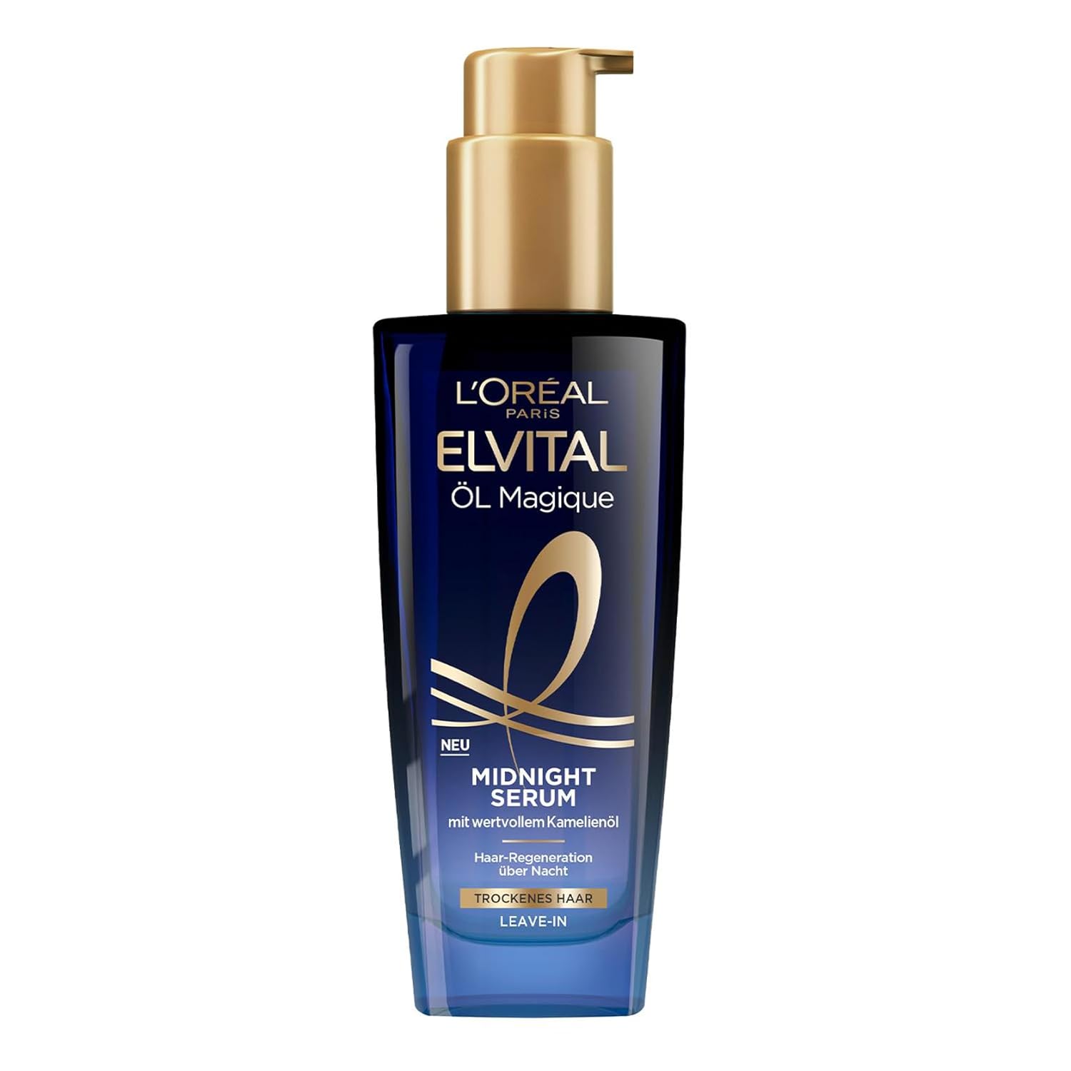 L'Oréal Paris L \ 'Oréal Paris Nourishing Serum for Soft and Shiny Hair, Long-Lasting Against Frizz, Leaves No Residue, with Camellia Flower Oil, Elvital Oil Magique Midnight Serum, 1 x 100 ml