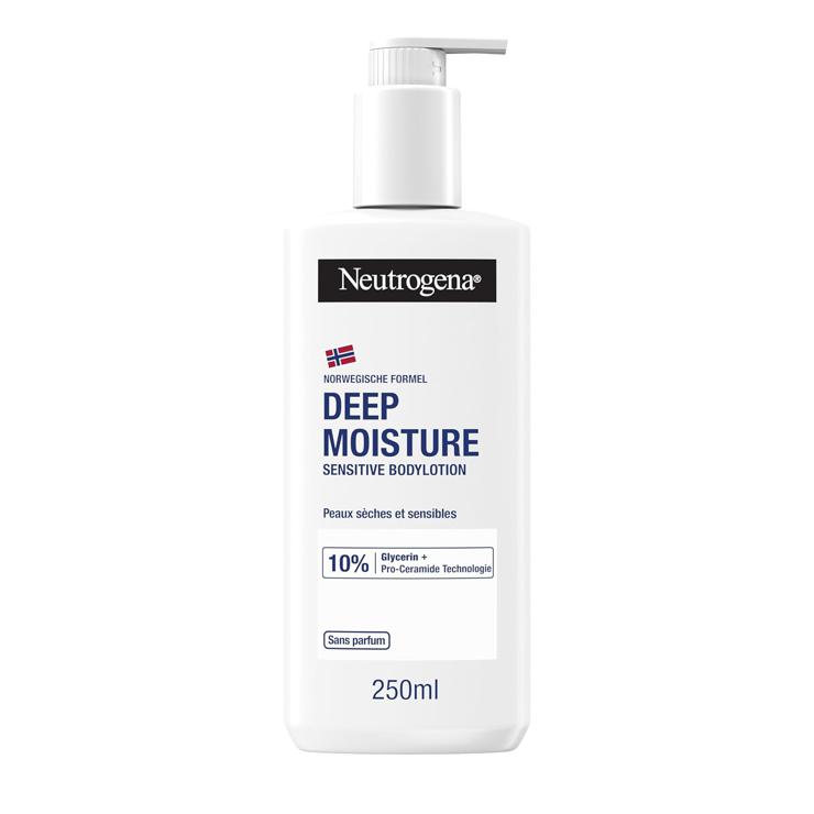 Neutrogena Norwegian Formula Deep Moisture Sensitive Body Lotion (250 ml) for Dry, Sensitive Skin, Nourishing Body Lotion with 10% Glycerine + Pro-Ceramide Technology