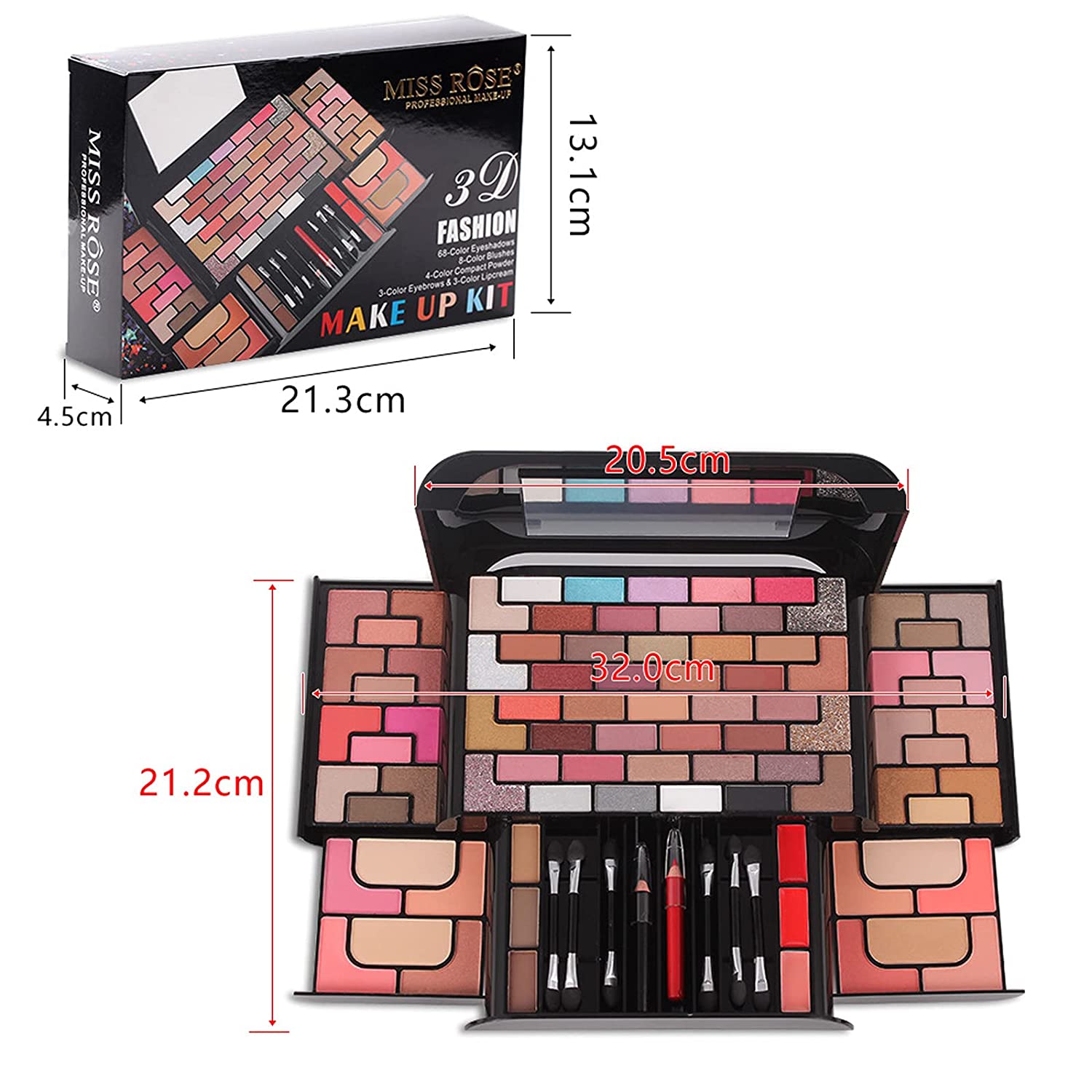 MKNZOME 68 Colours Exquisite Cosmetic Gift Set Makeup Kit for Face, Eyes and Lips - Makeup Palettes Vanity Case with Eyeshadow Palette, Girls Cosmetics Advent Calendar Women, ‎#5