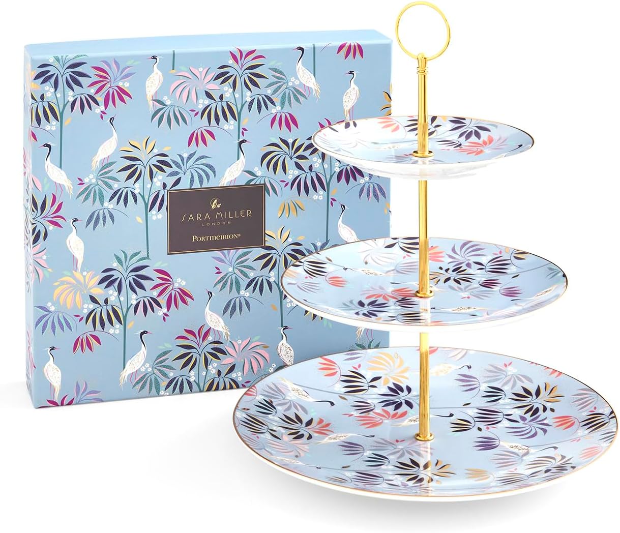 Portmeirion Home & Gifts Sara Miller SMIS78963-XG 3 Tier Cake Stand, Sky Blue
