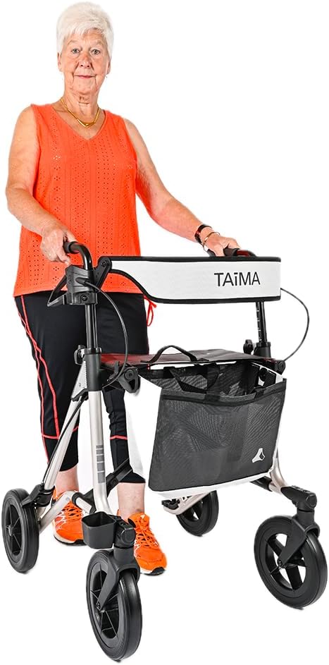 SoNa24 Dietz TAIMA VENTUM Lightweight Rollator | Folding Walking Aid | Only 7.7 kg | Bag, Stick Holder | Up to 150 kg | Top Quality (Cashmere)