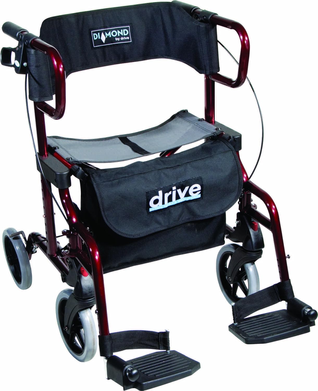 Drive Medical Metallic Diamond Deluxe Rollator Red