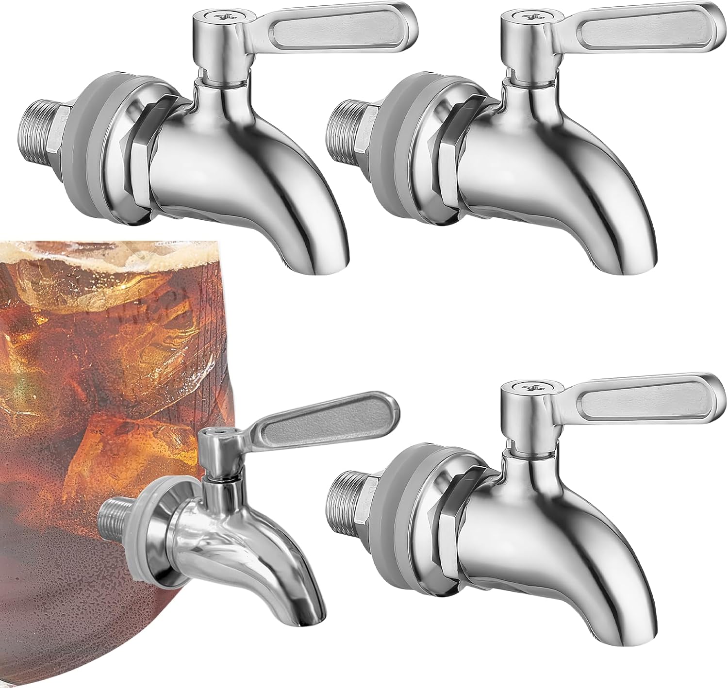SUNOYA Pack of 3 Drinks Dispenser, Stainless Steel Drink Dispenser, Replacement Spigot, Stainless Steel Tap, Drink Dispenser Tap Replacement, Drink Dispenser Tap for Beer Barrel or Gals (16 mm)