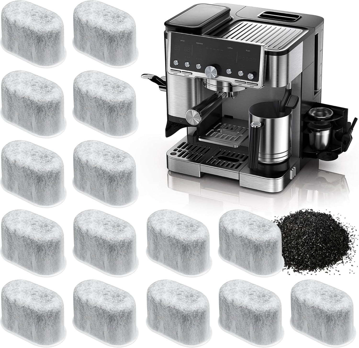 15 water filters for Ninja Luxe Cafe, activated carbon filter replacements for Ninja coffee machines, carbon filter water filter inserts with Cafe Luxe, filter accessories for coffee machines
