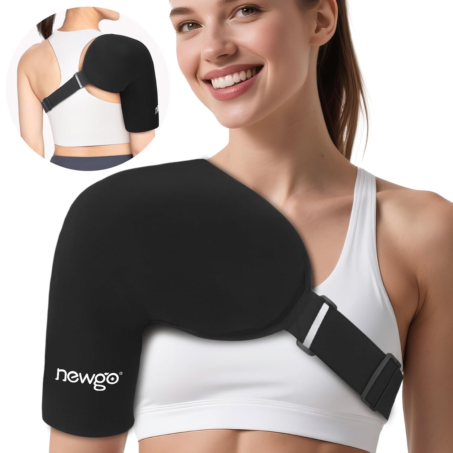 NEWGO Store NEWGO DE Flexible Shoulder Brace, Cold Hot Compress, Bandage Shoulder Joint for Sports Injuries, Frozen Shoulders, Joint Pain, Stiff Shoulder