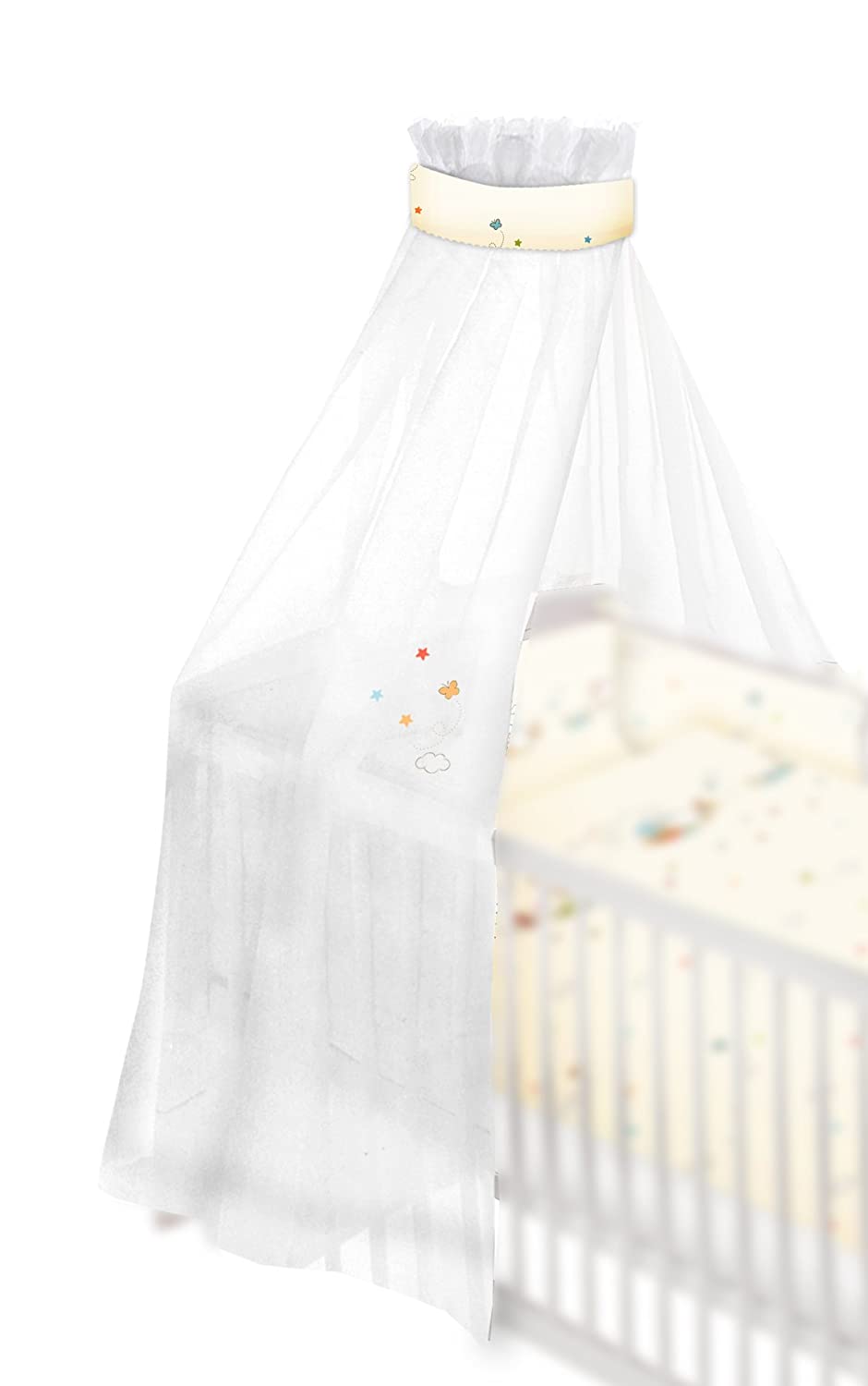 Traeumeland Träumeland TT12204 Cot Canopy with Small Embroidered Fluffy Clouds 160 x 300 cm