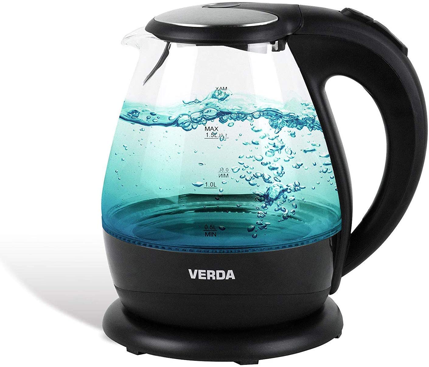VERDA Kettle 1.5 L 2200 W Limescale Filter LED Lighting Cable Lock Glass SN0615L