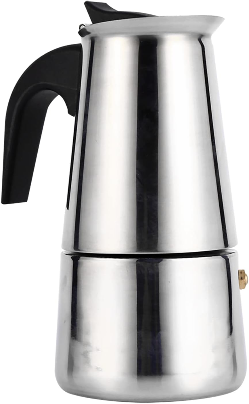 Espresso Maker Suitable for Induction Cookers, 2/4/6/9 Cups Stainless Steel Mocha Pot Coffee Maker Espresso Maker Espresso Pot Stovetop Coffee Maker (4 Cups, 200 ml)