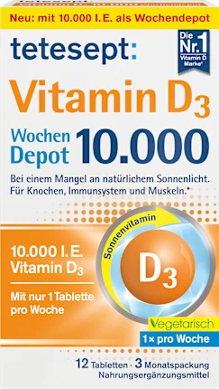 tetesept Vitamin D3 10,000 IU weekly depot tablets 12 pieces, 6 g