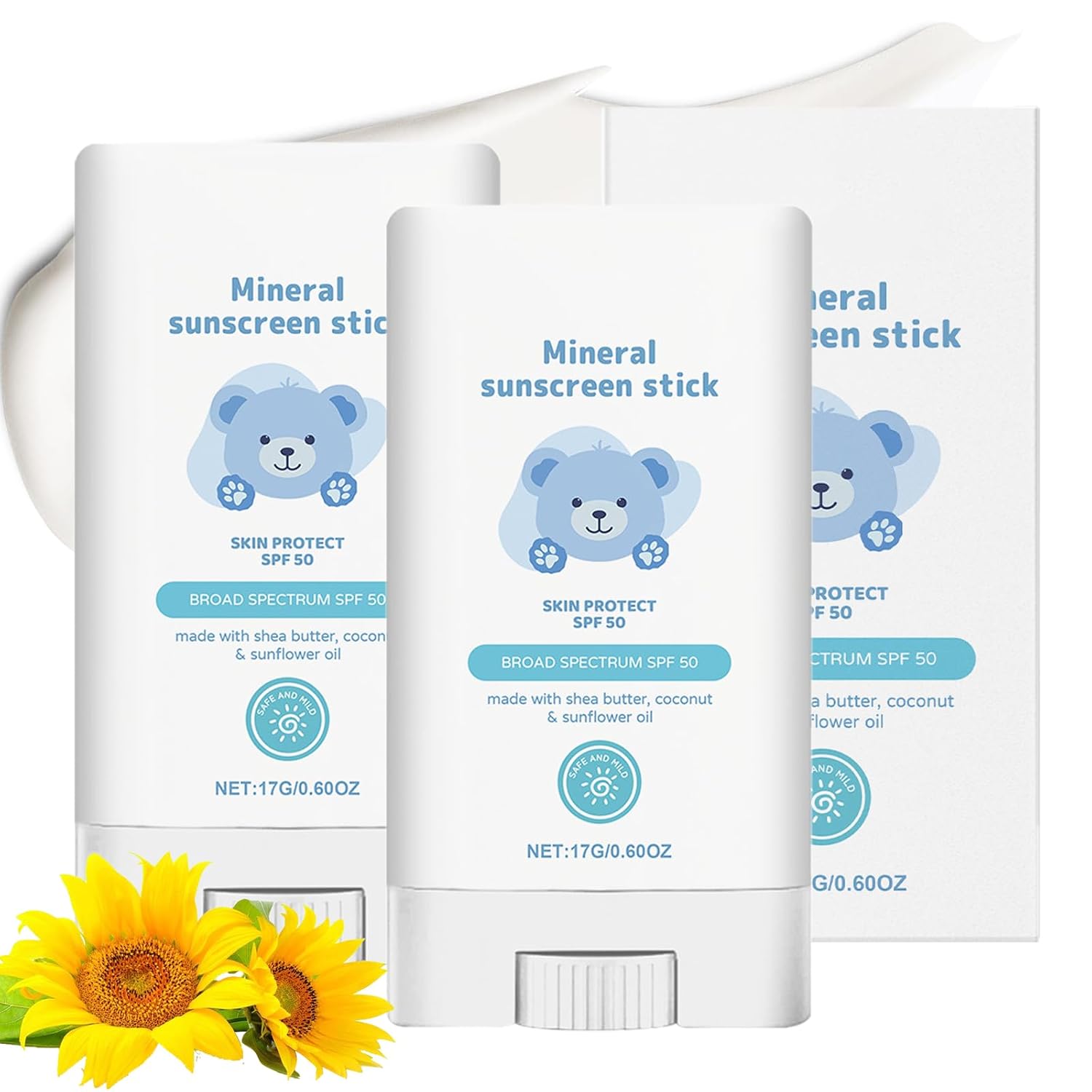 Pack of 2 Sun Cream Applicator, Sun Roller SPF 50, Sun Protection Stick for Baby, Children and Adults, Portable Sunscreen SPF 50 Face & Body, Non-Sticky, Waterproof, UVA and UVB Protection, 150 gm